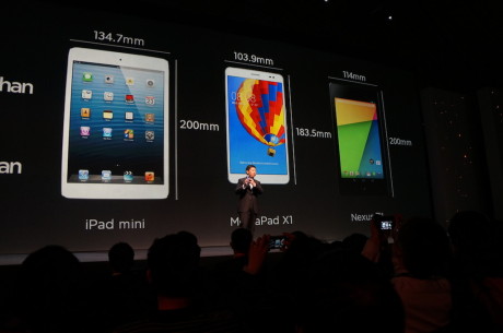 Richard Yu, topchef for Huaweis forbrugerelektronik-division, var ikke bleg for at sammenligne den nye MediaPad X1 tablet direkte med konkurrenterne iPad mini og Nexus 7 fra Apple og Google.