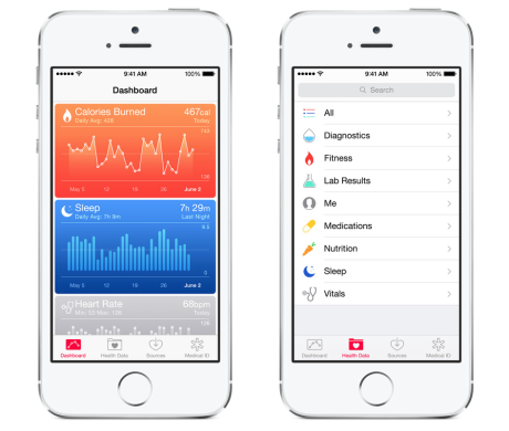 En ny app ved navn Health samler og viser informasjon om din helse, innsamlet fra dine fitness-enheter.