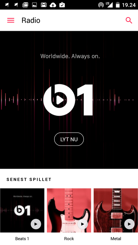 Screenshot fra Apple Music til Android