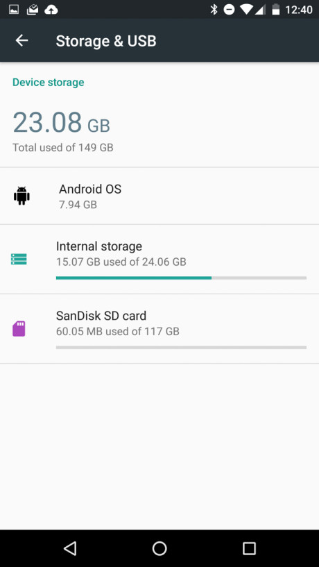 Sådan ser det ud i dine indstillinger, hvis du har slået adoptable storage til i Android Marshmallow. Det er så ikke muligt med Samsung Galaxy S7. Foto: Droidlife