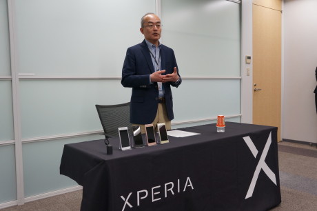 Hiroki Totoki, President and CEO Sony Mobile, forteller om Sony Mobiles strategi for den kommende Xperia X-serie. Foto: Peter Gotschalk, Lyd & Bilde 
