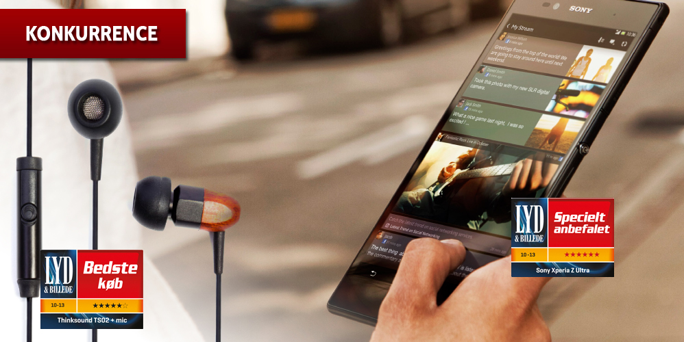 VIND Sony Xperia Z Ultra  og in-ear høretelefoner fra Thinksound