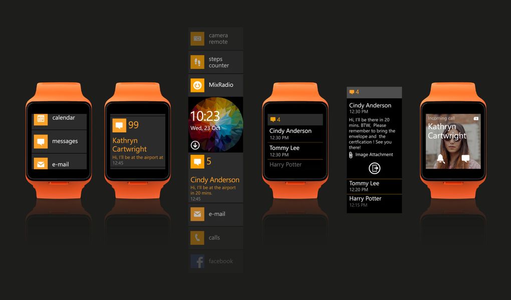 The watch's interface was based on the metro design in Windows Phone.