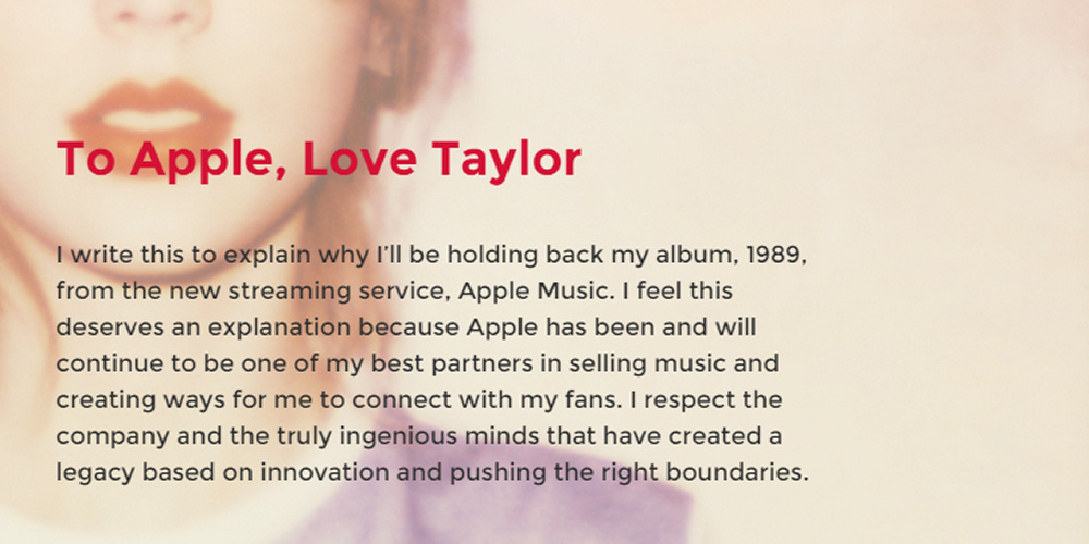 Taylor Swift banker Apple Music på plads