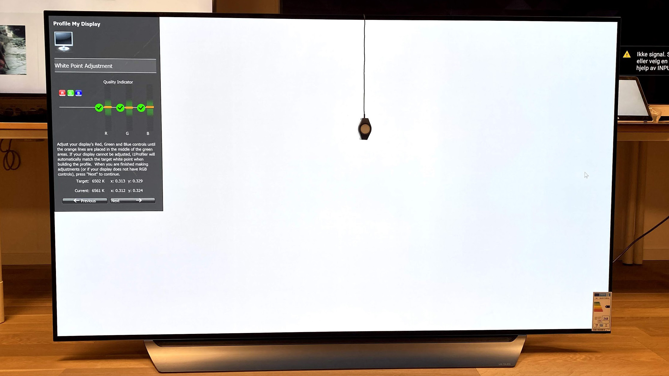 LG OLED77C9 whitepoint