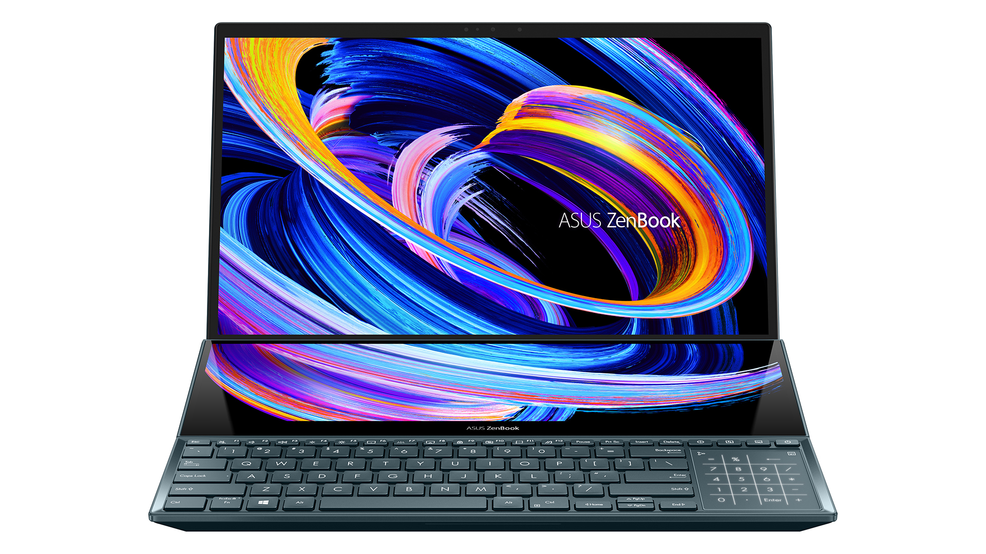 Asus ZenBook Pro Duo UX582 LR-H2002R 1 ZenBook Pro Duo 15 OLED UX582 Product photo 1B Celestial Blue Web 01 NumberPad