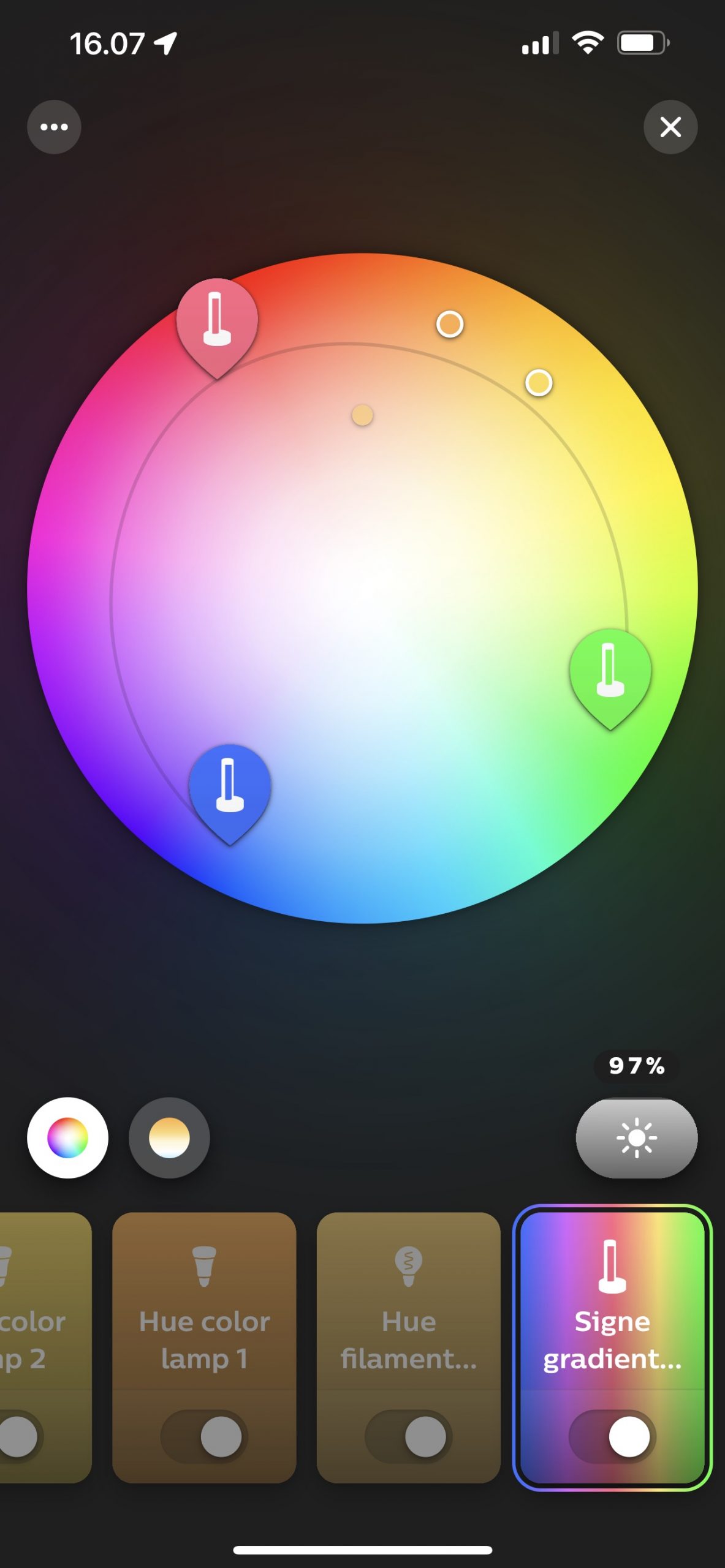 Philips Hue Signe Gradient gulvlampe 5 Hue app gradient scaled