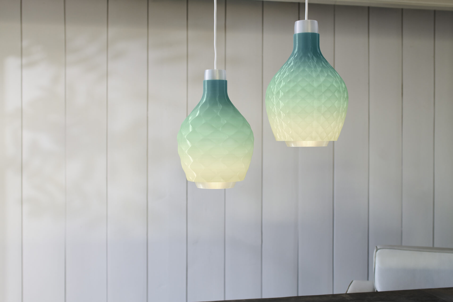 3D printed lamp made from 100� fishnet