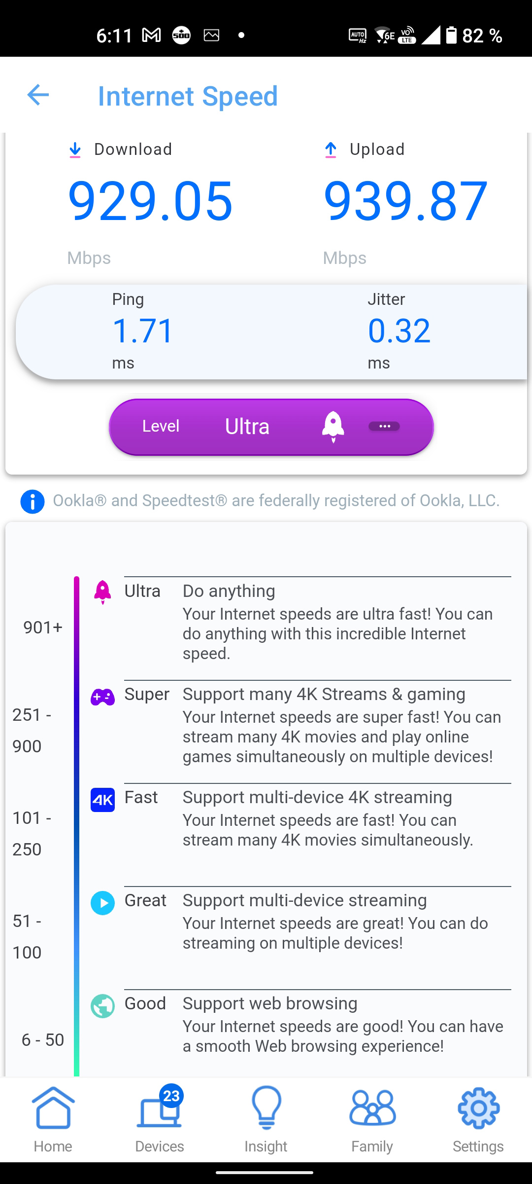 Asus ZenWiFi Pro ET12 3 Asus ET12 speed measurement in app