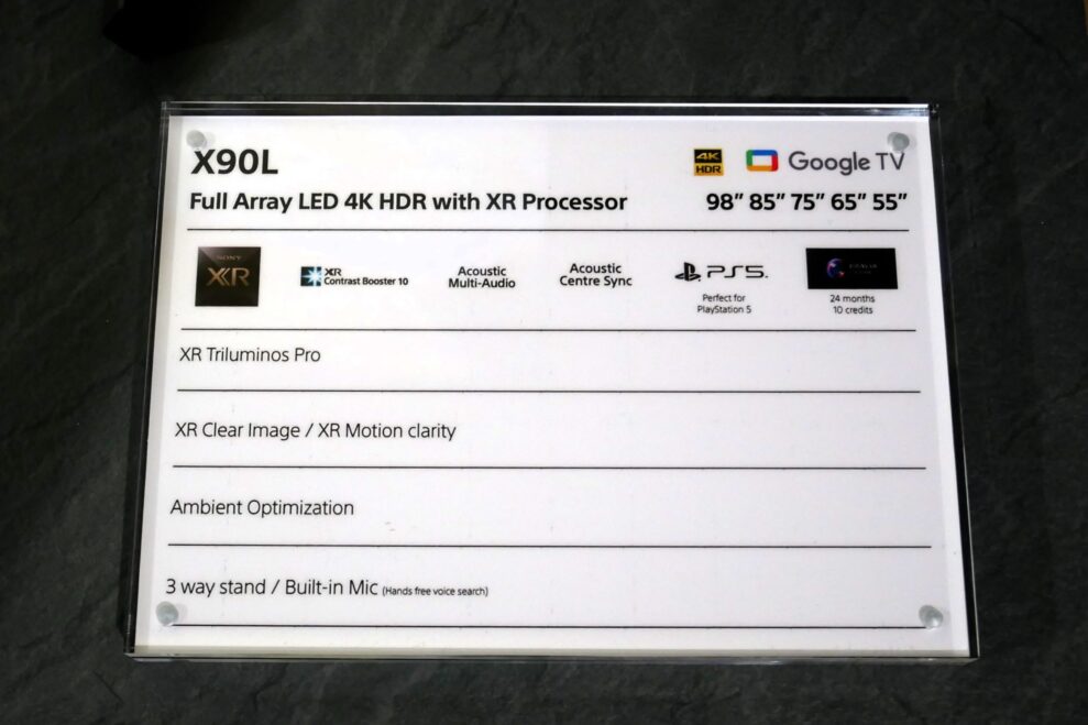 Sony X90L specifications
