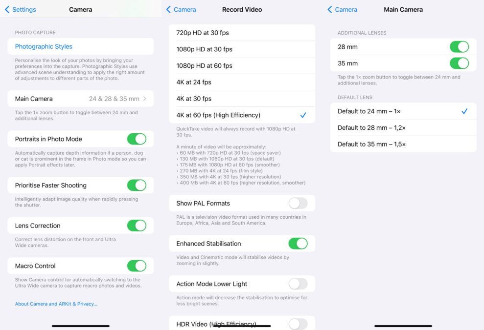 iphone 15 pro max camera settings 2