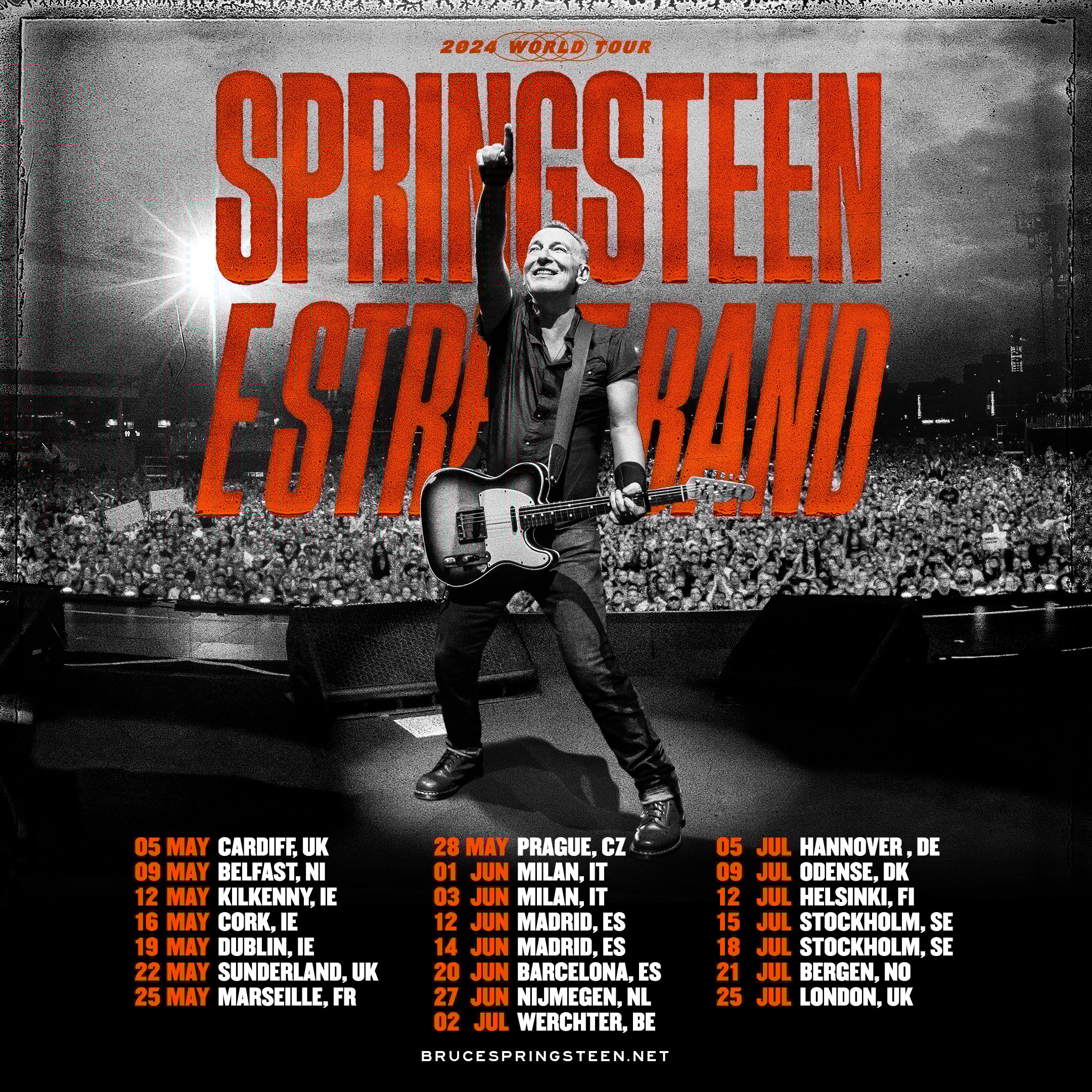 Næste sommer vender Bruce Springsteen tilbage til Skandinavien – vi har anmeldt turneen! 4 BruceSpringsteen 2024World EU UK Dates 2160x2160 1