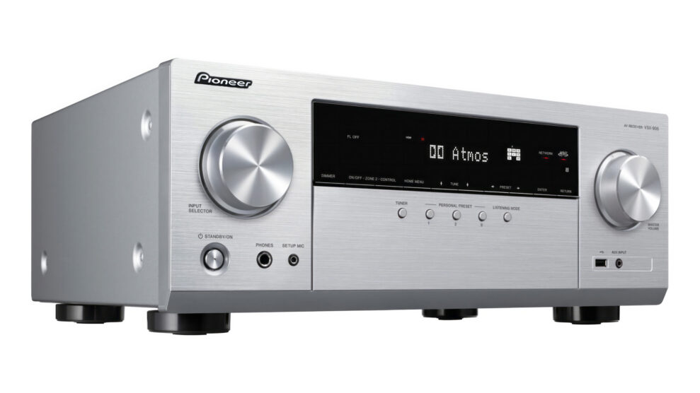 Pioneer-VSX-935 front angle 2 - silver