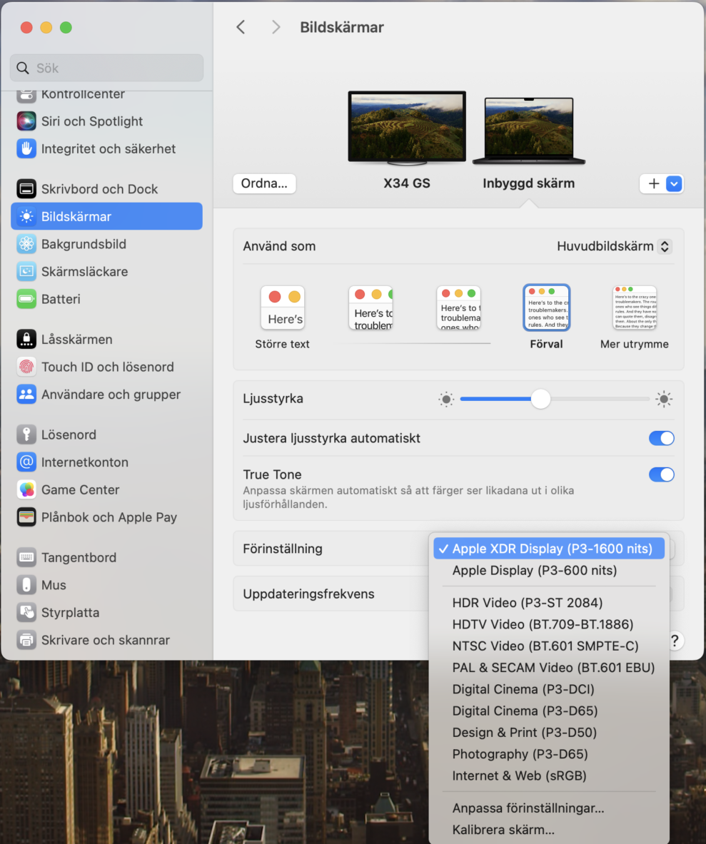 Apple MacBook Pro 16” M3 Max (2023) 4 Macbook Pro M3 Max screen settings