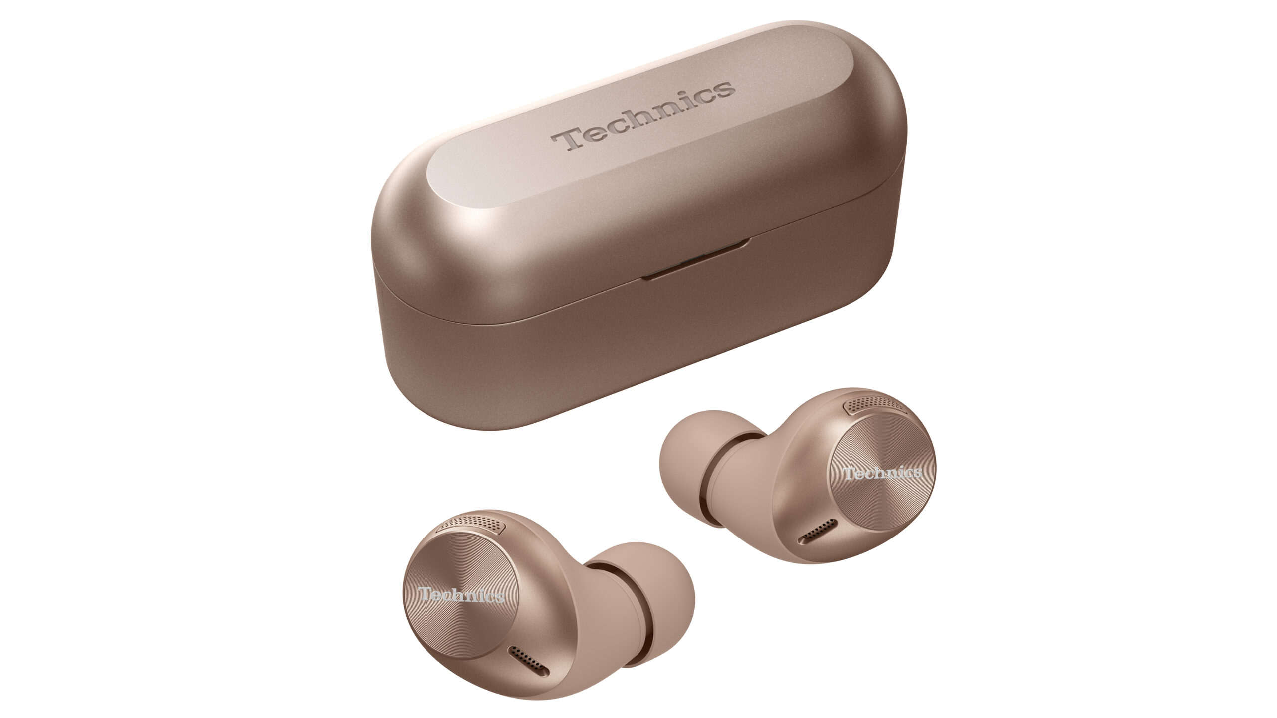Technics EAH-AZ40M2 2 EAH-AZ40M2_Slant_Earbuds_Out_Case_Closed_N_RoseGold