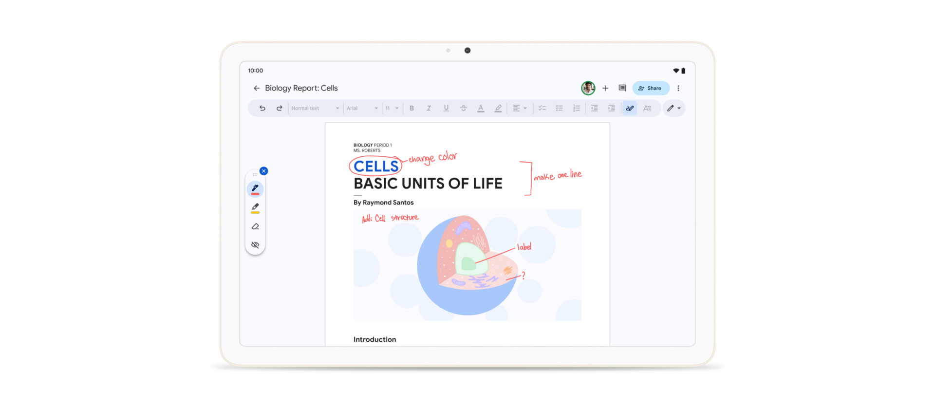 Nye funktioner til Pixel-mobiler, tablets og ure 2 Google Docs Markup on Pixel Tablet