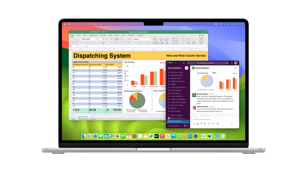Apple MacBook Air 13” M3 2 Apple MacBook Air Excel Slack screen