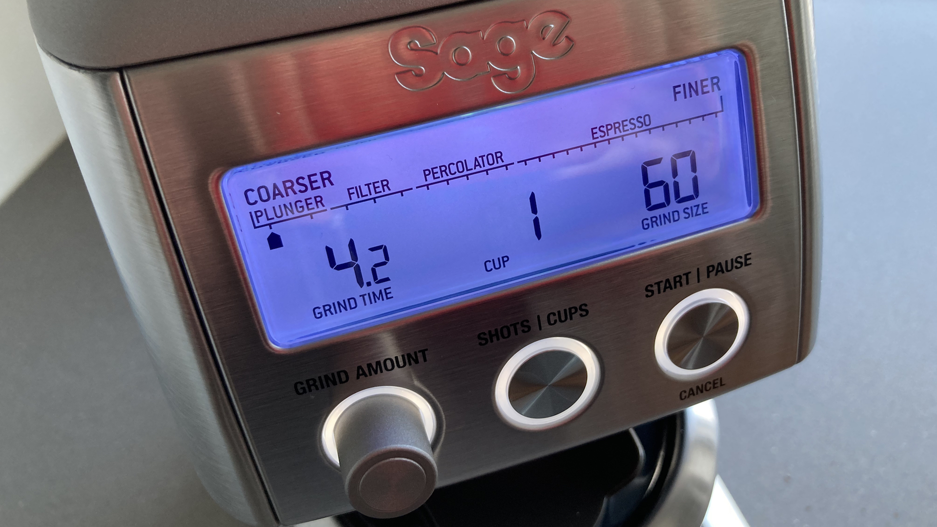 Sage Smart Grinder Pro SCG 820 BSS 2 Sage frontpanel
