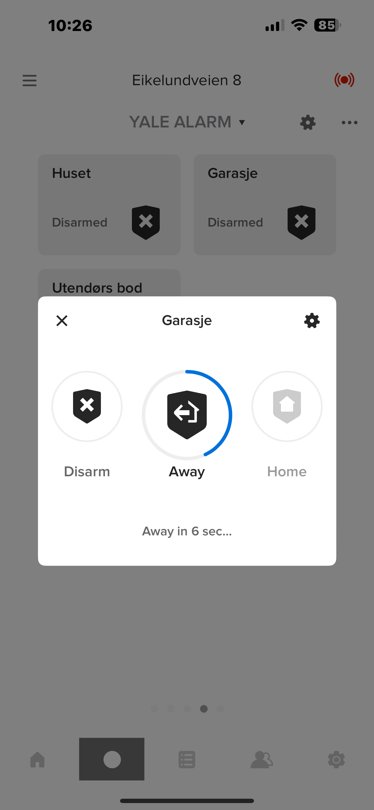 Yale Smart Alarm Starter Kit+ 6 Yale Smart Alarm app countdown