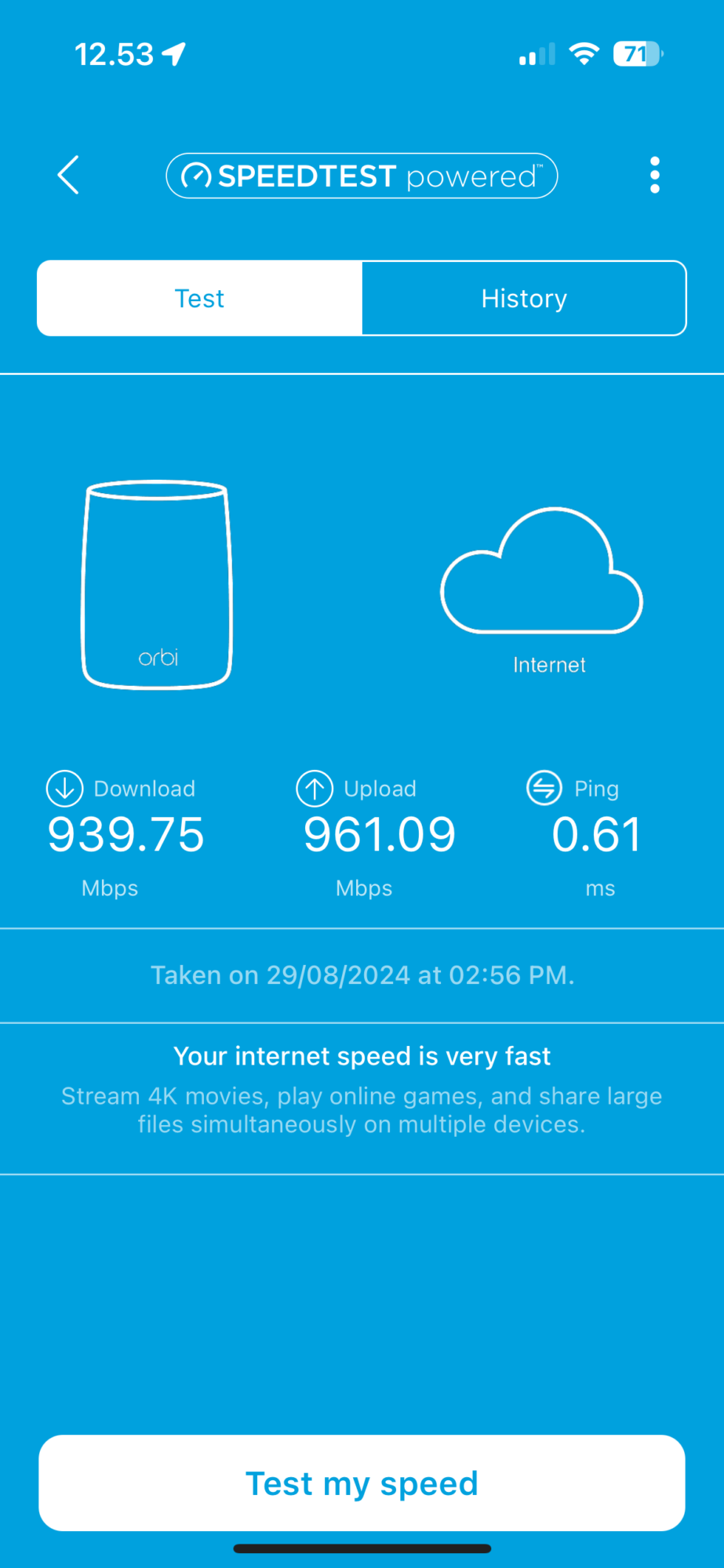 Netgear Orbi 970 (RBE973SB) 3 Orbi 970 Speedtest