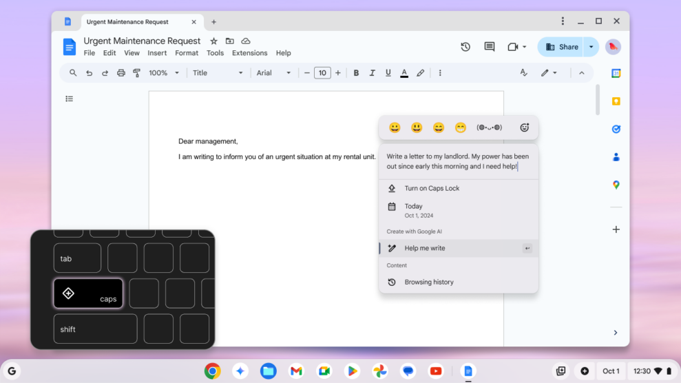 Nye Chromebooks leveres med Gemini AI 5 Chromebook Plus Feature QuickInsert V1