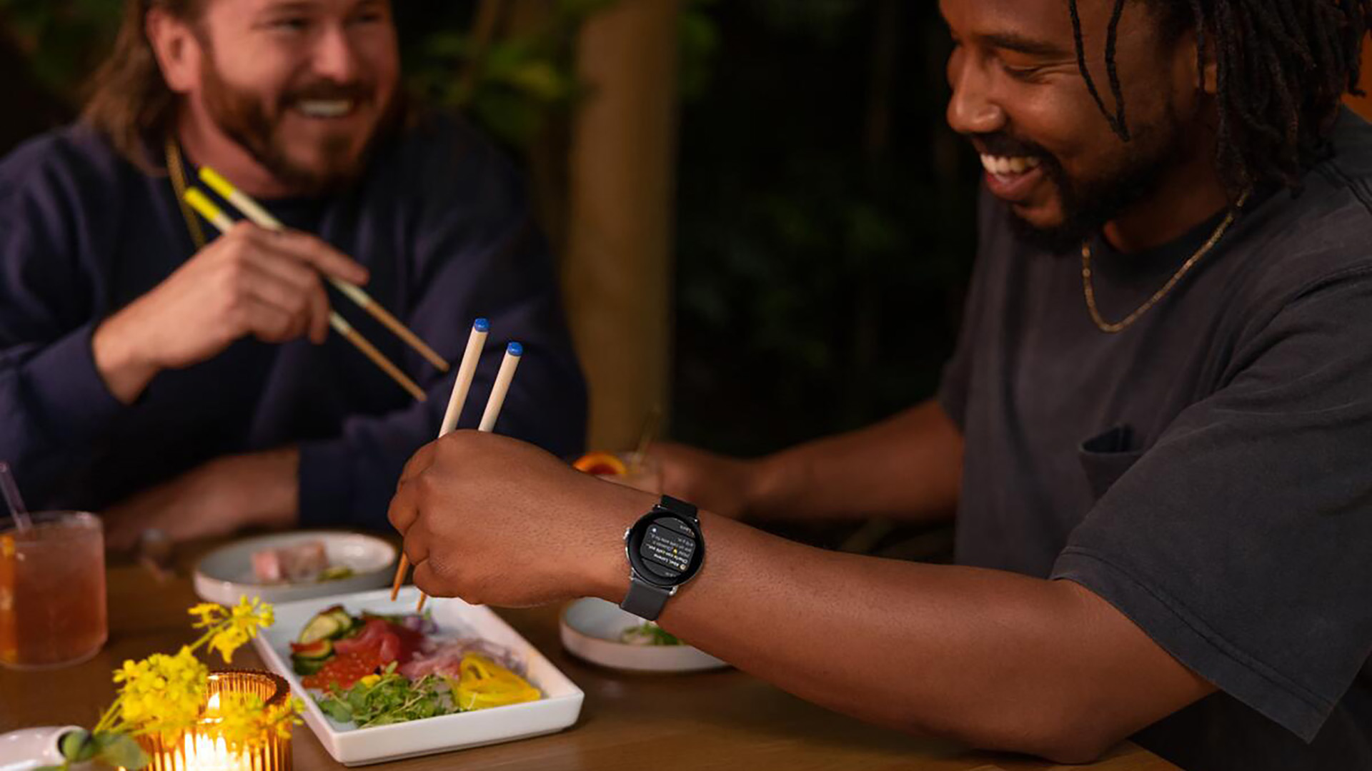 Google Pixel Watch 2 4 Pixel Watch 2 Lifestyle Dinner Charcoal Leather.jpg