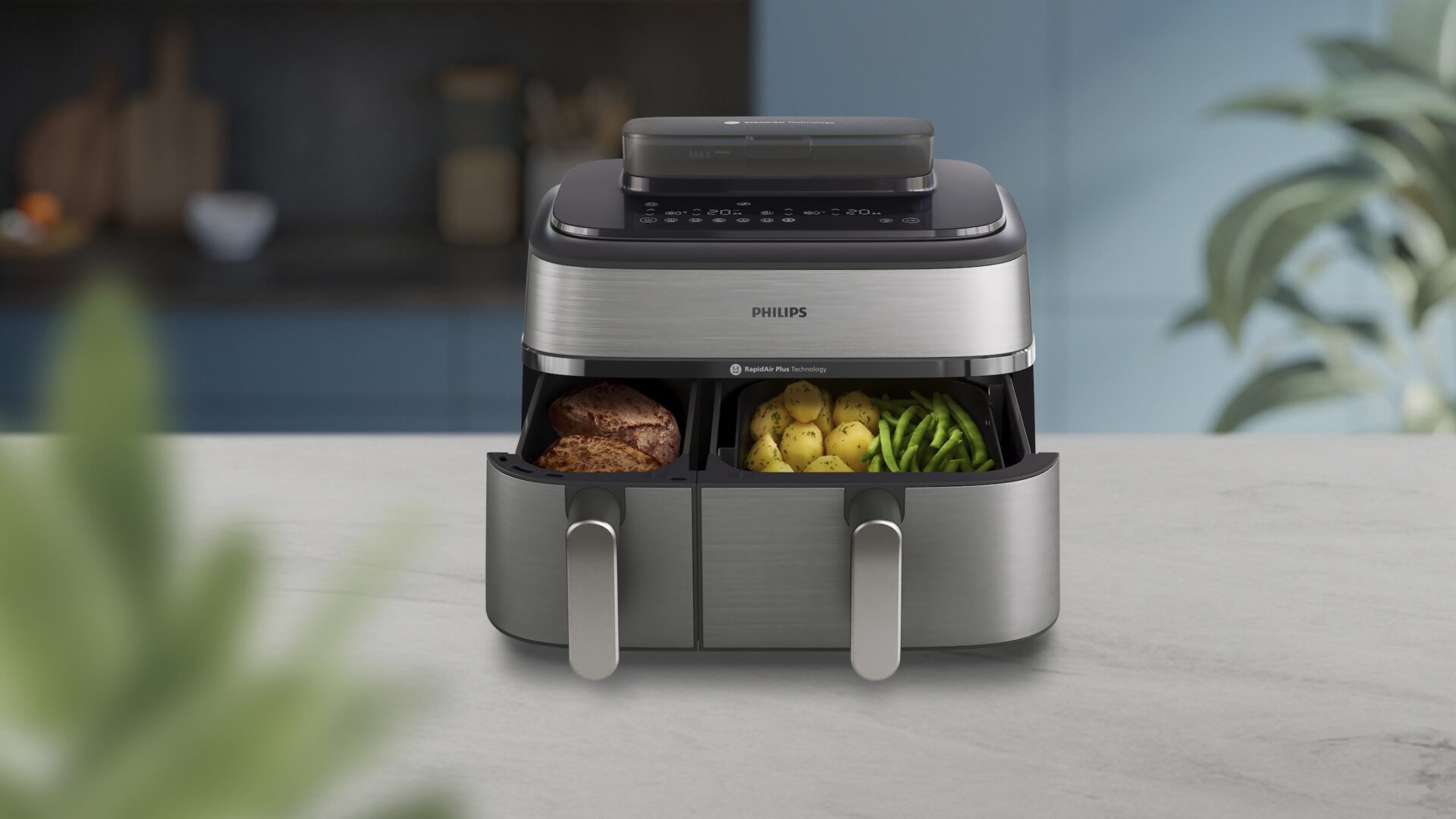 Philips Airfryer 5000 først med damp i dobbelt airfryer