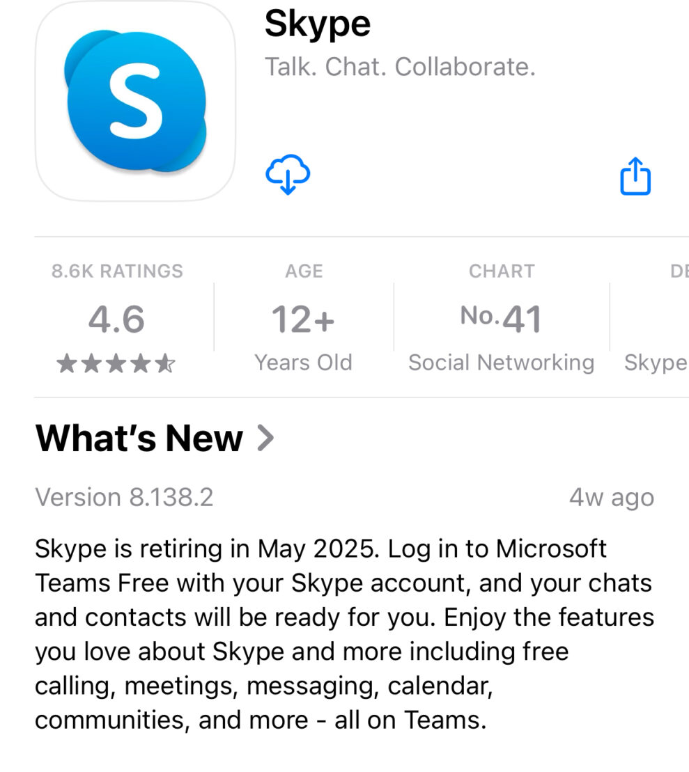 Nu lukkes det legendariske Skype 1 skype app