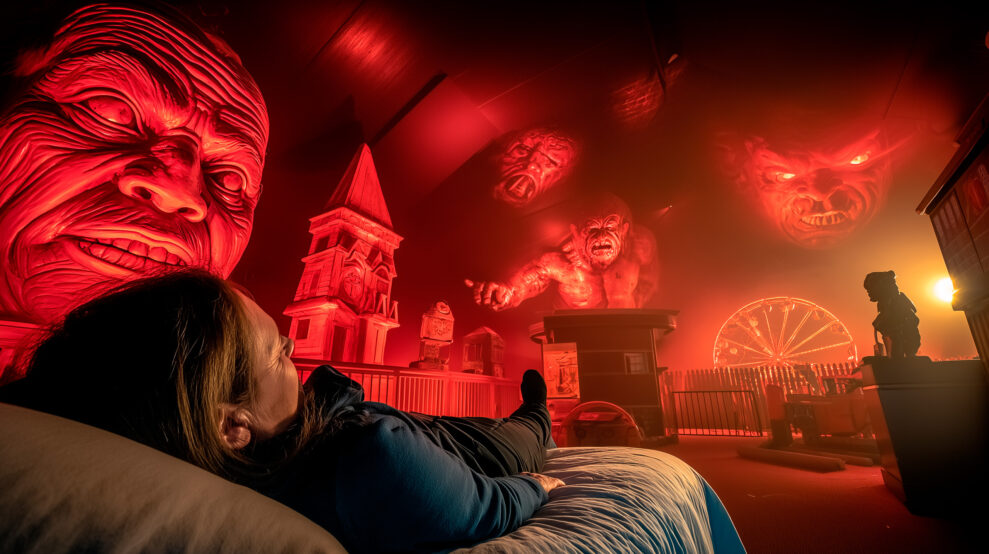 A person sleeping in bed having a nightmare 3