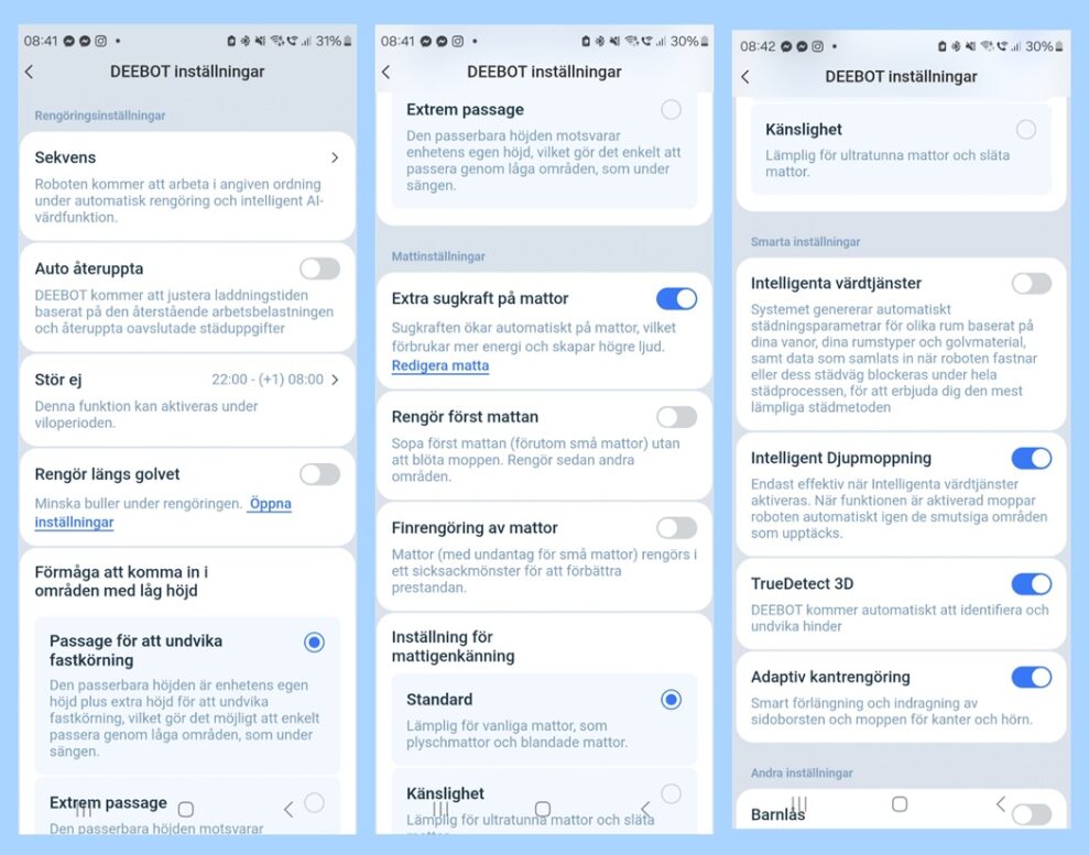 Ecovacs-deebot-T50-omni-installningar