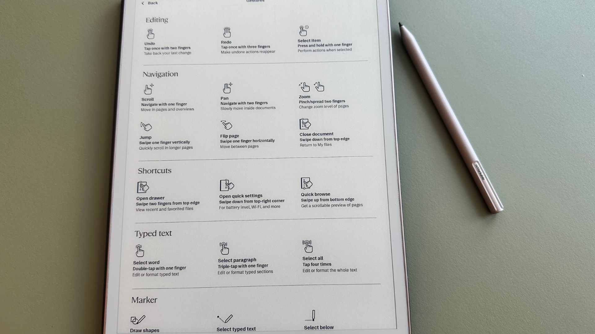 ReMarkable Paper Pro 4 Swipes