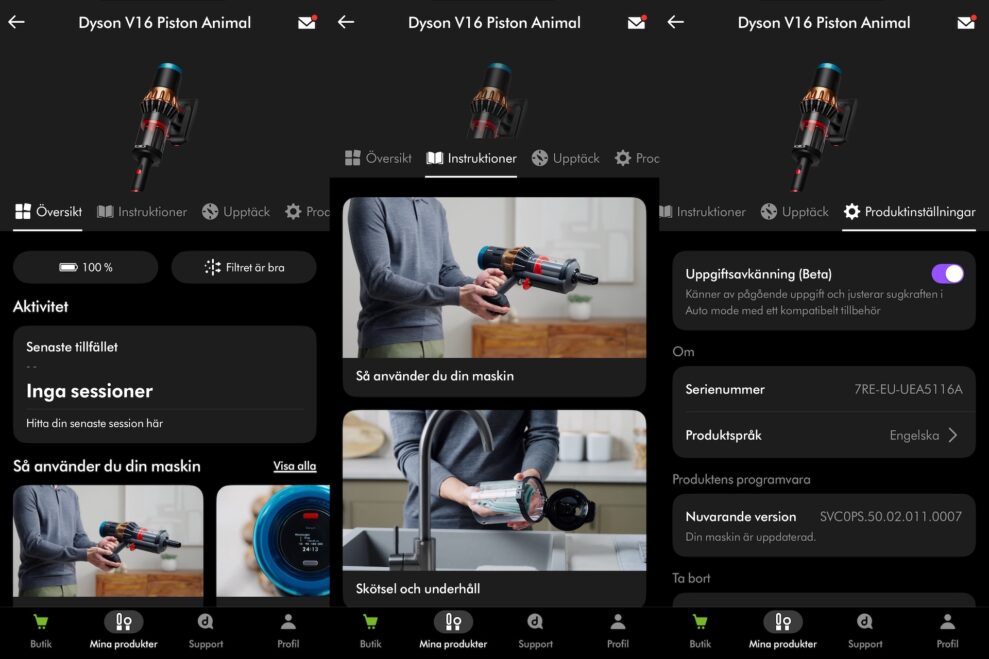 Dyson Piston app web