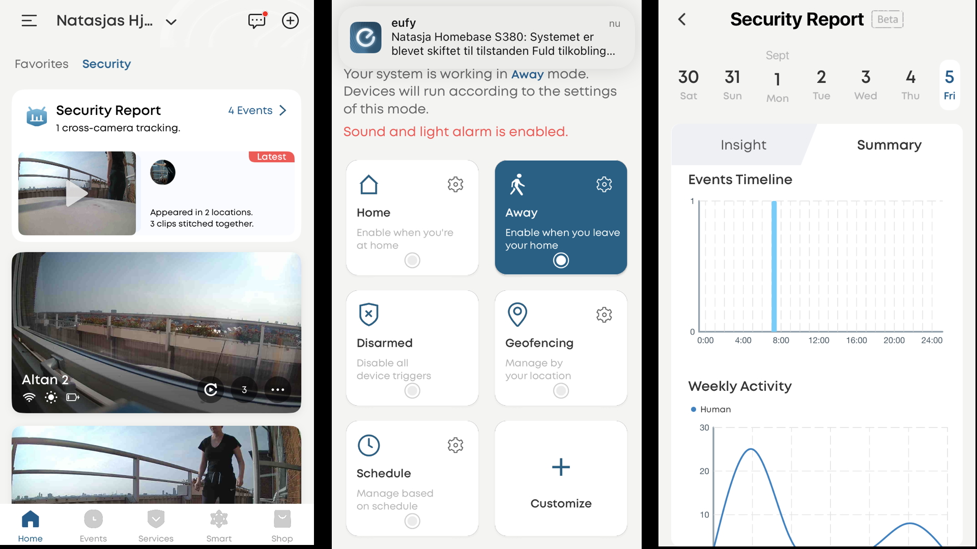 eufyCam E40 2-Cam kit med HomeBase 3 (S380) 3 eufyCam E40 rapport app