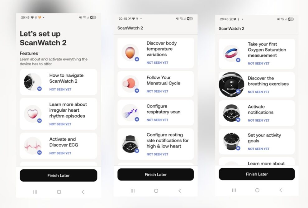 Withings ScanWatch 2 installningar app