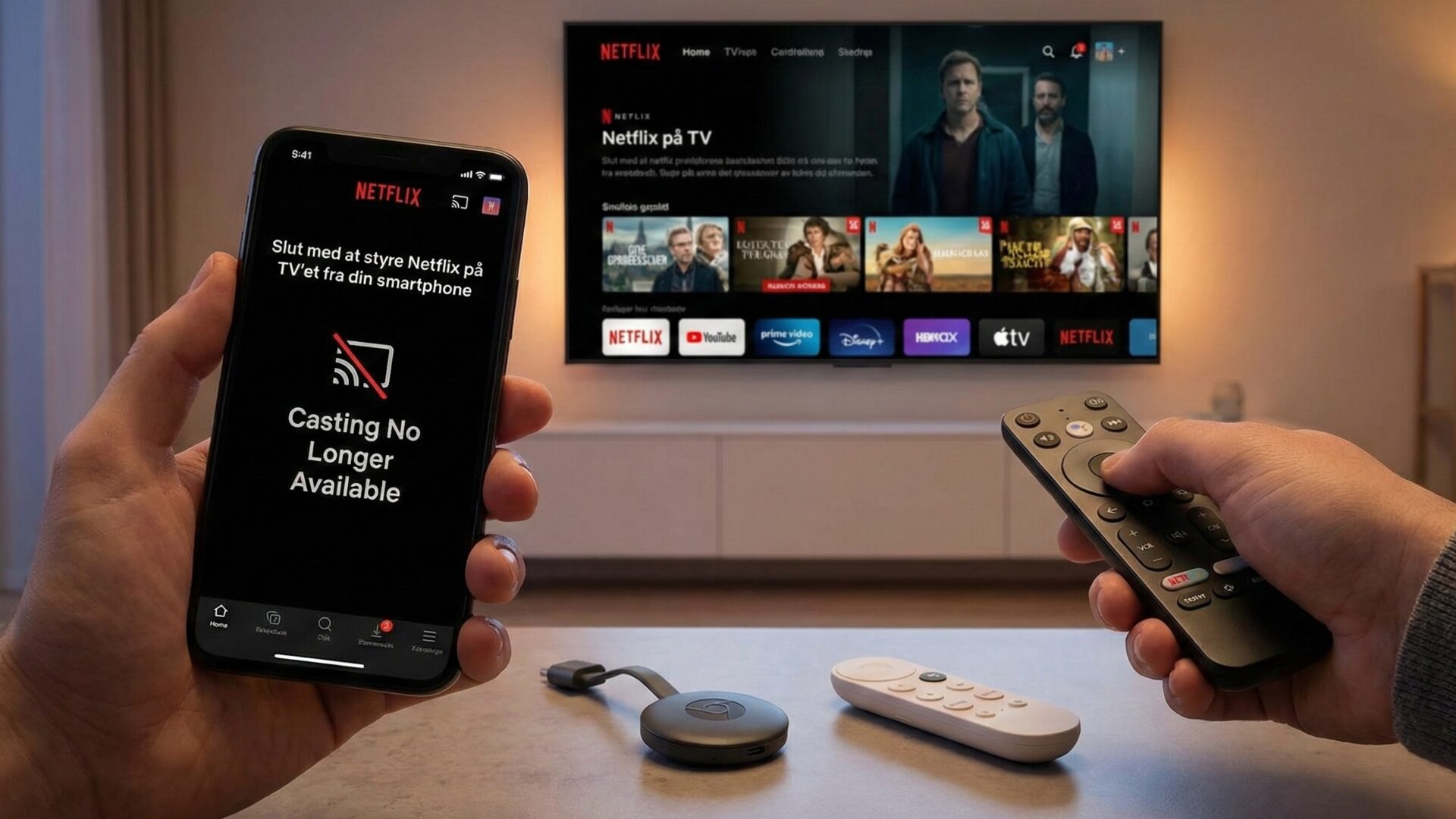 Netflix fjerner casting fra mobilen til dit TV
