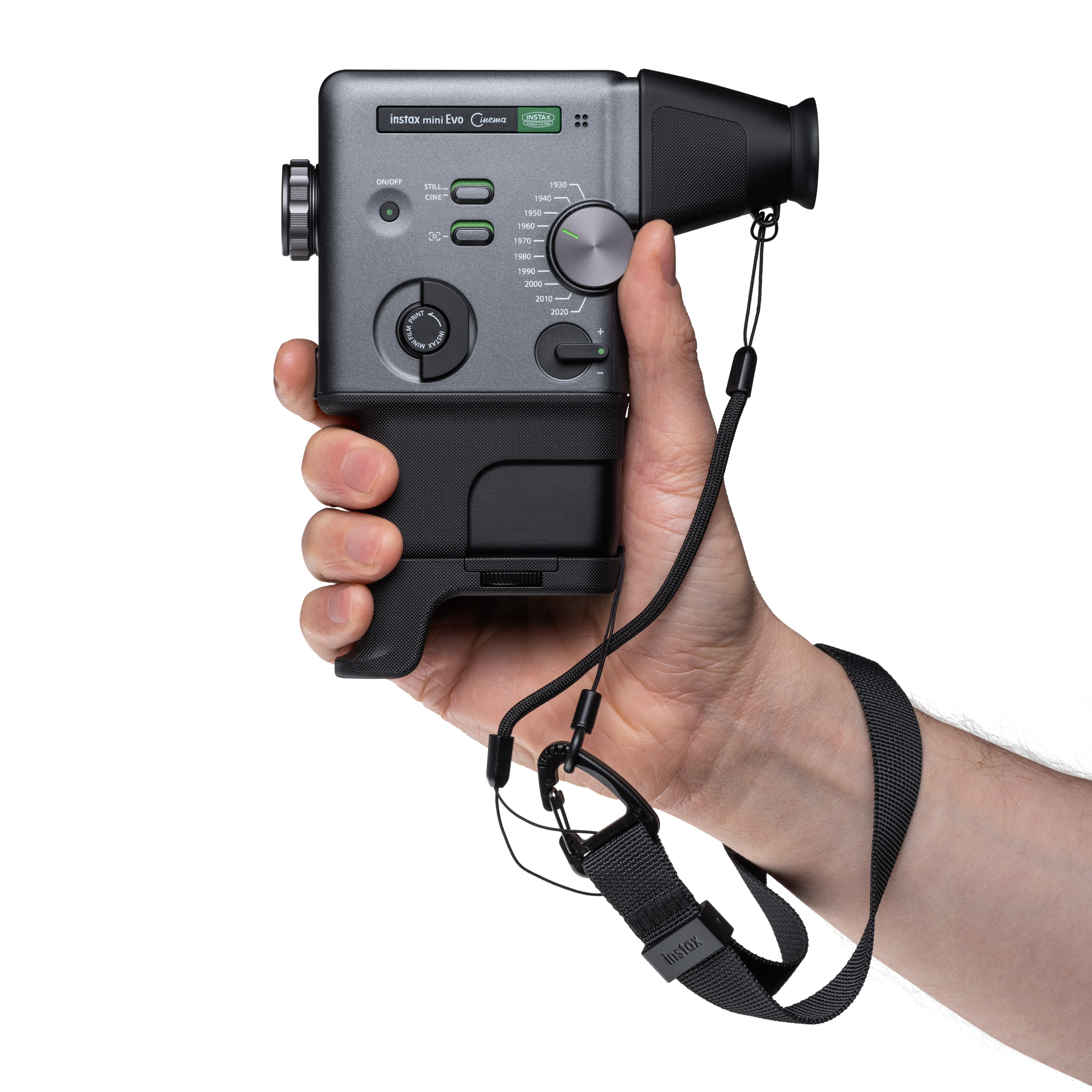 PNG instax mini Evo Cinema Promotional images 27 Holding Camera Side View With Handstrap Viewfinder Grip 3933 scaled