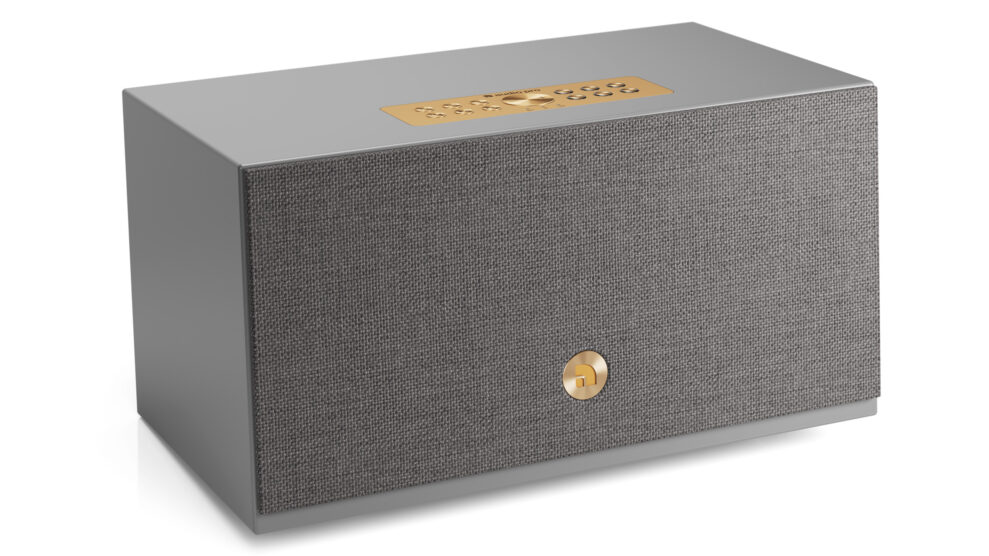 wireless-multiroom-speaker-C10MkII-W-grey-angled-airplay2-google-cast-chromecast-AudioPro